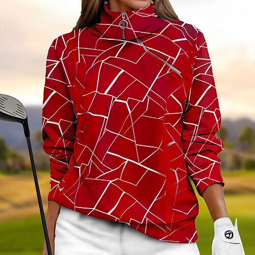 Mujer Jersey de golf Sudadera Golf Mantiene abrigado Transpirable Dispersor de humedad Manga Larga Ropa de golf Camiseta Ajuste regular 1/4 cremallera Cuello alto Geometría Primavera Otoño Tenis Golf
Mujer Jersey de golf Sudadera Golf Mantiene abrigado Transpirable Dispersor de humedad Manga Larga Ropa de golf Camiseta Ajuste regular 1/4 cremallera Cuello alto Geometría Primavera Otoño Tenis Golf