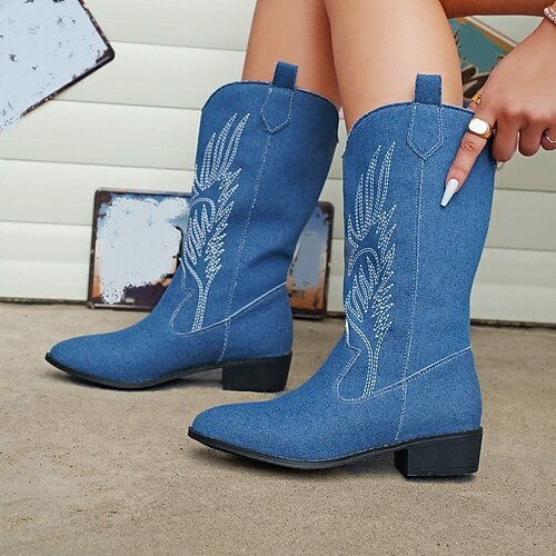 Damen Stiefel Cowboy Westernstiefel Halbhohe Stiefel Täglich Stickerei Blockabsatz Spitze Zehe Vintage Denim Jeans PU Halbschuhe Feste Farbe Stickerei Schwarz Weiß Blau
Damen Stiefel Cowboy Westernstiefel Halbhohe Stiefel Täglich Stickerei Blockabsatz Spitze Zehe Vintage Denim Jeans PU Halbschuhe Feste Farbe Stickerei Schwarz Weiß Blau