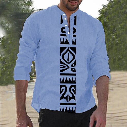 Men's Shirt Linen Shirt Totem Stand Collar Black White Blue Outdoor Street Long Sleeve Print Clothing Apparel Linen Fashion Streetwear Designer Casual
Men's Shirt Linen Shirt Totem Stand Collar Black White Blue Outdoor Street Long Sleeve Print Clothing Apparel Linen Fashion Streetwear Designer Casual