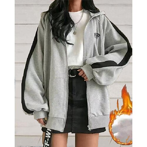 Femme Veste à capuche Extérieur Brodée Lettre Chaud Vêtement de rue Standard Vêtements d'extérieur manche longue Automne Grise S
Femme Veste à capuche Extérieur Brodée Lettre Chaud Vêtement de rue Standard Vêtements d'extérieur manche longue Automne Grise S