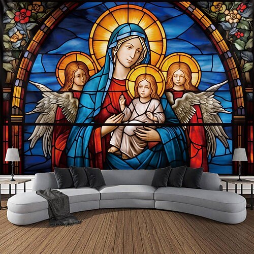 Tapiz colgante de Santa María de vidrieras, arte de pared, tapiz grande, decoración mural, fotografía, telón de fondo, manta, cortina, hogar, dormitorio, sala de estar
Tapiz colgante de Santa María de vidrieras, arte de pared, tapiz grande, decoración mural, fotografía, telón de fondo, manta, cortina, hogar, dormitorio, sala de estar