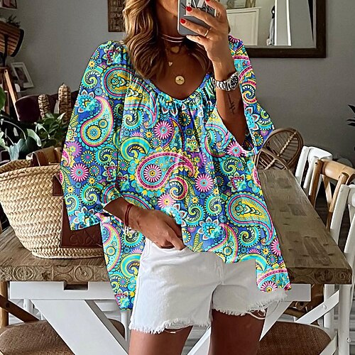 Femme Chemise Chemisier Vert Claire Bleu Violet Cachemire Imprimer Manches 3/4 Casual basique Col V Ample
Femme Chemise Chemisier Vert Claire Bleu Violet Cachemire Imprimer Manches 3/4 Casual basique Col V Ample