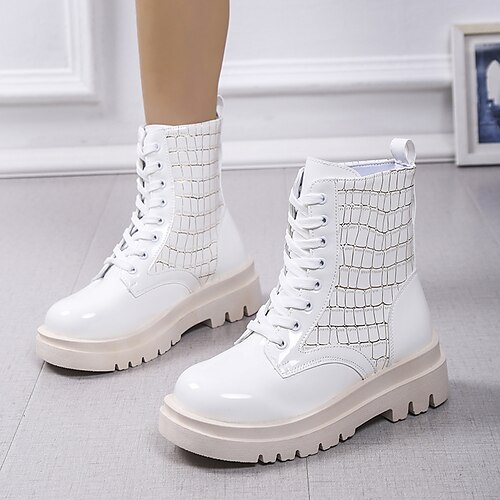 Mujer Botas Botas de Combate Botas con cordones Botas de Moto Diario Botines Botines Invierno Talón de bloque Dedo redondo Punk Moda PU Cordones Bloque de color Negro y Oro Negro Blanco
Mujer Botas Botas de Combate Botas con cordones Botas de Moto Diario Botines Botines Invierno Talón de bloque Dedo redondo Punk Moda PU Cordones Bloque de color Negro y Oro Negro Blanco