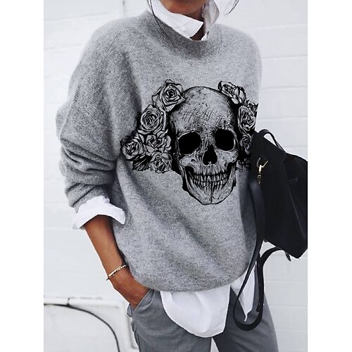 Pull Maille Femme A côtes Tricoter Imprimer Squelette Col de Chemise Décontractées Flexible Halloween du quotidien Épaule tombante manche longue Automne Hiver Gris S M L
Pull Maille Femme A côtes Tricoter Imprimer Squelette Col de Chemise Décontractées Flexible Halloween du quotidien Épaule tombante manche longue Automne Hiver Gris S M L