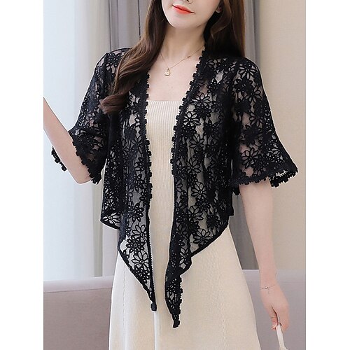 Women's Shrug Jumper Crochet Knit Cropped Hole Solid Color Open Front Shrugs Stylish Outdoor Daily Summer Fall Black White S M L
Women's Shrug Jumper Crochet Knit Cropped Hole Solid Color Open Front Shrugs Stylish Outdoor Daily Summer Fall Black White S M L