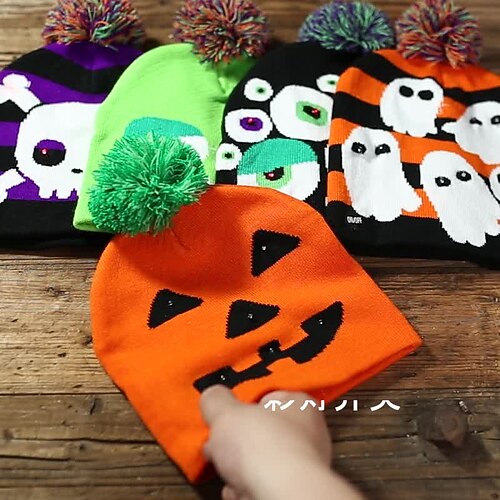Halloween-Strickmütze, Totenkopf-Geist mit Lichtkappe, Kinder-Erwachsenen-Mütze, Partyzubehör, Mütze
Halloween-Strickmütze, Totenkopf-Geist mit Lichtkappe, Kinder-Erwachsenen-Mütze, Partyzubehör, Mütze