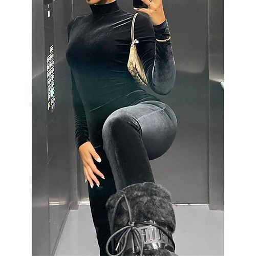 Combinaison Femme Taille haute Couleur unie Col Roulé Vacances Plein Air du quotidien Standard manche longue Noir S Automne
Combinaison Femme Taille haute Couleur unie Col Roulé Vacances Plein Air du quotidien Standard manche longue Noir S Automne
