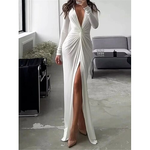 Mujer Vestido de fiesta de graduación Vestido de Fiesta Vestido Invitada Boda vestido largo vestido largo Negro Blanco Amarillo Manga Larga Color puro Separado Primavera Otoño Invierno Escote en V
Mujer Vestido de fiesta de graduación Vestido de Fiesta Vestido Invitada Boda vestido largo vestido largo Negro Blanco Amarillo Manga Larga Color puro Separado Primavera Otoño Invierno Escote en V