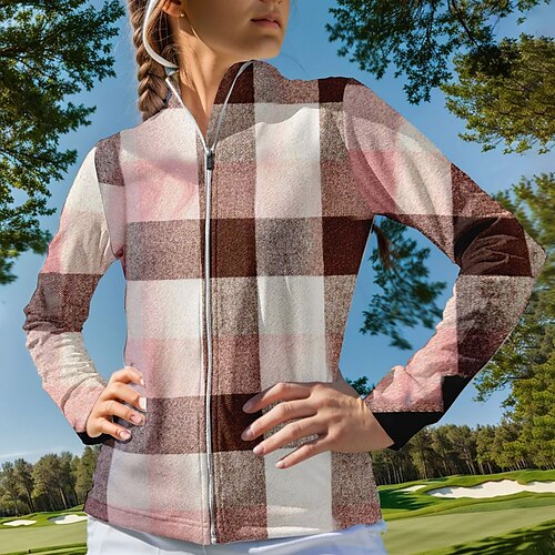 Femme Vestes de golf Chaud Respirable Evacuation de l'humidité manche longue Vêtements d'extérieur de golf Top Standard Full Zip Col Montant Plaid Printemps Automne Tennis Le golf Pickleball
Femme Vestes de golf Chaud Respirable Evacuation de l'humidité manche longue Vêtements d'extérieur de golf Top Standard Full Zip Col Montant Plaid Printemps Automne Tennis Le golf Pickleball