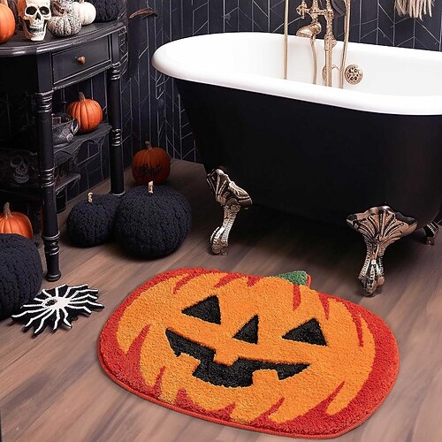 Halloween-Badezimmerdekoration, Herbst-Kürbis-Badezimmerteppiche, Badematten für Badezimmer-Duschwanne, waschbarer, saugfähiger Mikrofaserteppich, Herbst-Heimdekoration, Orange
Halloween-Badezimmerdekoration, Herbst-Kürbis-Badezimmerteppiche, Badematten für Badezimmer-Duschwanne, waschbarer, saugfähiger Mikrofaserteppich, Herbst-Heimdekoration, Orange