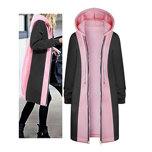 Women's Casual Jacket Fall Drawstring Hoodie Jacket Winter Long Coat with Pockets Thermal Warm Windproof Sporty Casual Street Style Jacket Long Sleeve Color Block Black Gray
Women's Casual Jacket Fall Drawstring Hoodie Jacket Winter Long Coat with Pockets Thermal Warm Windproof Sporty Casual Street Style Jacket Long Sleeve Color Block Black Gray
