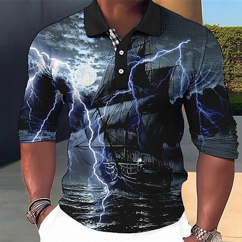 Homens Camiseta Polo Camisa de golfe Relâmpago Estampas Abstratas Vintage Pirata Veleiro Aberto para a Lateral Verde Azulado Azul Marron Verde Cinzento Ao ar livre Rua Manga Longa Imprimir Roupa Moda
Homens Camiseta Polo Camisa de golfe Relâmpago Estampas Abstratas Vintage Pirata Veleiro Aberto para a Lateral Verde Azulado Azul Marron Verde Cinzento Ao ar livre Rua Manga Longa Imprimir Roupa Moda