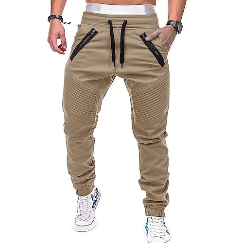 

Men's Cargo Pants Cargo Trousers Joggers Trousers Casual Pants Drawstring Elastic Waist Multiple Pockets Solid Colored Full Length Daily Cotton Blend Classic Casual Black Army Green Micro-elastic