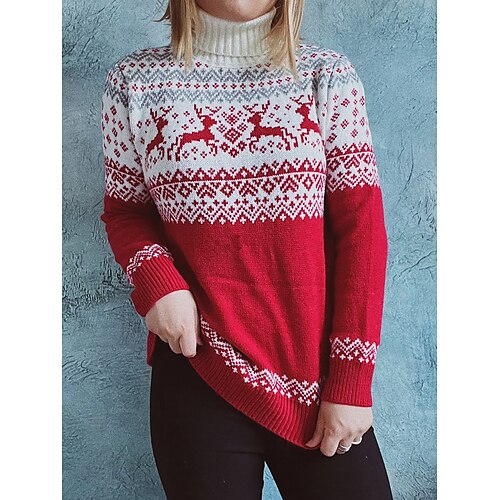 Women's Ugly Christmas Sweater Pullover Sweater Jumper Jumper Ribbed Knit Patchwork Geometric Turtleneck Stylish Casual Christmas Daily Fall Winter Red S M L
Women's Ugly Christmas Sweater Pullover Sweater Jumper Jumper Ribbed Knit Patchwork Geometric Turtleneck Stylish Casual Christmas Daily Fall Winter Red S M L