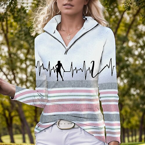 Mujer Camisas de polo Camiseta de golf Transpirable Secado rápido Dispersor de humedad Manga Larga Ropa de golf ropa de golf Ajuste regular 1/4 cremallera Cuello alto Raya Primavera Otoño Tenis Golf
Mujer Camisas de polo Camiseta de golf Transpirable Secado rápido Dispersor de humedad Manga Larga Ropa de golf ropa de golf Ajuste regular 1/4 cremallera Cuello alto Raya Primavera Otoño Tenis Golf