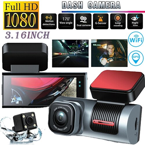 K1-302 1080p Nouveau design / HD / avec caméra arrière DVR de voiture 170 Degrés Grand angle 3 pouce IPS Dash Cam avec Wi-Fi / GPS / Vision nocturne 4 LED infrarouge Enregistreur de voiture
K1-302 1080p Nouveau design / HD / avec caméra arrière DVR de voiture 170 Degrés Grand angle 3 pouce IPS Dash Cam avec Wi-Fi / GPS / Vision nocturne 4 LED infrarouge Enregistreur de voiture