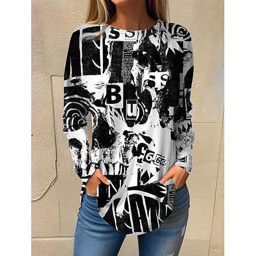 Femme T shirt Tee Noir Graphic Imprimer manche longue du quotidien Fin de semaine basique Col Rond Peinture
Femme T shirt Tee Noir Graphic Imprimer manche longue du quotidien Fin de semaine basique Col Rond Peinture
