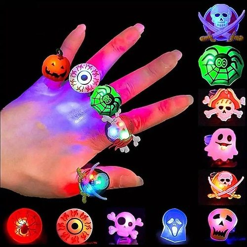 

20pcs Halloween Ring Glow Finger Light LED Flashing Pumpkin Glow Bracelet Children's Creative Toy