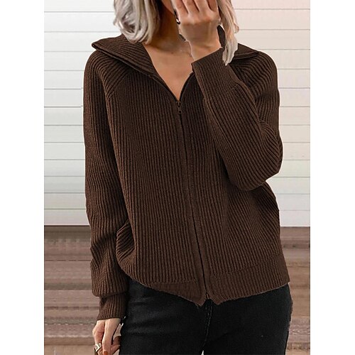 Mujer Chaqueta de Punto Puente Estriado Tejer Cremallera Color sólido Cuello Camisero Elegante Casual Diario Noche Otoño Invierno Blanco Azul Piscina S M L
Mujer Chaqueta de Punto Puente Estriado Tejer Cremallera Color sólido Cuello Camisero Elegante Casual Diario Noche Otoño Invierno Blanco Azul Piscina S M L