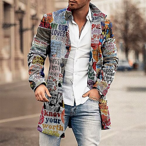 Graffiti Mode Vêtement de rue Entreprise Homme Manteau Travail Sortie Fin de semaine Automne hiver Col rabattu manche longue Gris M L XL Polyester Veste
Graffiti Mode Vêtement de rue Entreprise Homme Manteau Travail Sortie Fin de semaine Automne hiver Col rabattu manche longue Gris M L XL Polyester Veste