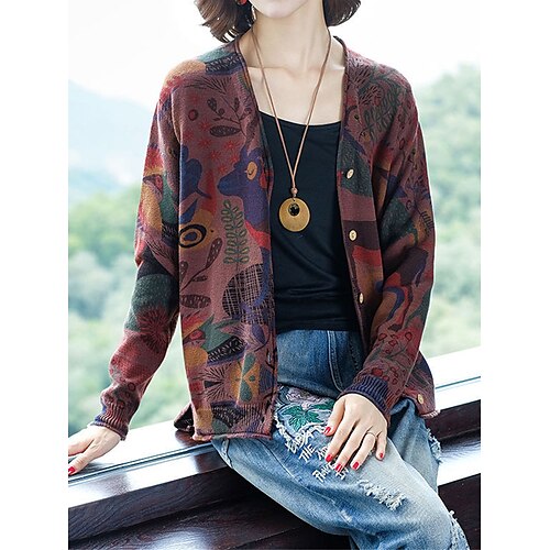 Mujer Chaqueta de Punto Puente Estriado Tejer Botón Estampado Animal Escote en Pico Elegante Casual Exterior Diario Otoño Invierno Rosa negro Cadena negra S M L
Mujer Chaqueta de Punto Puente Estriado Tejer Botón Estampado Animal Escote en Pico Elegante Casual Exterior Diario Otoño Invierno Rosa negro Cadena negra S M L