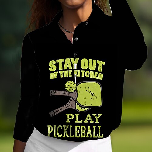 Femme T-shirt POLO Chemise de golf Polo boutonné Respirable Séchage rapide Evacuation de l'humidité manche longue Vêtements de golf Top Standard Lettre Imprimé Printemps Automne Tennis Le golf
Femme T-shirt POLO Chemise de golf Polo boutonné Respirable Séchage rapide Evacuation de l'humidité manche longue Vêtements de golf Top Standard Lettre Imprimé Printemps Automne Tennis Le golf