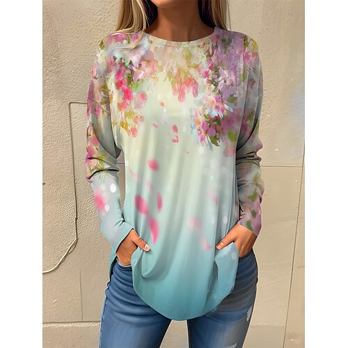 Mulheres Camiseta Branco Rosa Vermelho Floral Imprimir Manga Longa Feriado Final de semana Básico Decote Redondo Normal Tema Flores Pintura
Mulheres Camiseta Branco Rosa Vermelho Floral Imprimir Manga Longa Feriado Final de semana Básico Decote Redondo Normal Tema Flores Pintura
