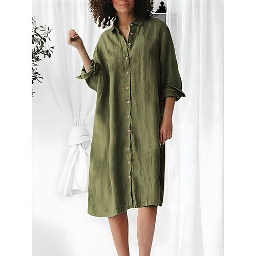 Damen blusenkleid Casual kleid Baumwoll-Leinenkleid Midikleid Leinen / Baumwoll Mischung Basic Klassisch Outdoor Täglich Urlaub Hemdkragen Taste Langarm Frühling Herbst 2023 Lockere Passform
Damen blusenkleid Casual kleid Baumwoll-Leinenkleid Midikleid Leinen / Baumwoll Mischung Basic Klassisch Outdoor Täglich Urlaub Hemdkragen Taste Langarm Frühling Herbst 2023 Lockere Passform