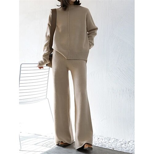 Women's Sweater Set Jumper Ribbed Knit Split Solid Color Crew Neck Stylish Casual Daily Holiday Fall Winter Black Khaki S M L
Women's Sweater Set Jumper Ribbed Knit Split Solid Color Crew Neck Stylish Casual Daily Holiday Fall Winter Black Khaki S M L