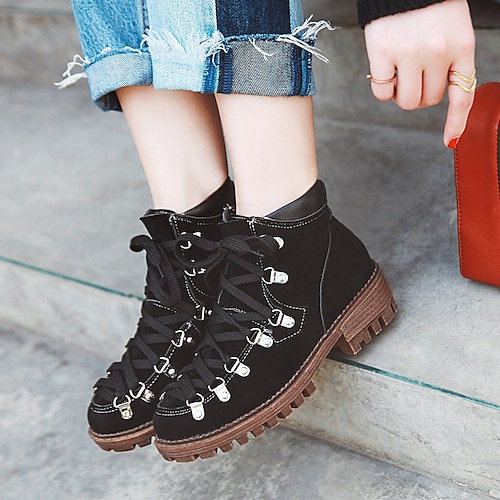 Mulheres Botas Coturnos Diário Salto Baixo Salto Robusto Ponta Redonda Moda Couro Ecológico Com Cadarço Côr Sólida Castanho Escuro Preto Verde Tropa
Mulheres Botas Coturnos Diário Salto Baixo Salto Robusto Ponta Redonda Moda Couro Ecológico Com Cadarço Côr Sólida Castanho Escuro Preto Verde Tropa