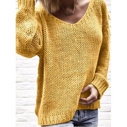 Mulheres Pulôver suéter Saltador Estriado Tricotar Superdimensionado Côr Sólida Decote V à moda Casual Diário Para Noite Outono Inverno Amarelo Rosa S M L
Mulheres Pulôver suéter Saltador Estriado Tricotar Superdimensionado Côr Sólida Decote V à moda Casual Diário Para Noite Outono Inverno Amarelo Rosa S M L