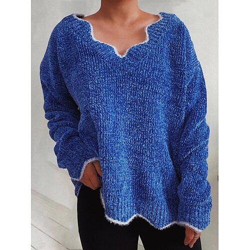 Women's Pullover Sweater Jumper Jumper Ribbed Knit Asymmetric Hem Solid Color V Neck Stylish Casual Daily Going out Fall Winter Pink Blue S M L
Women's Pullover Sweater Jumper Jumper Ribbed Knit Asymmetric Hem Solid Color V Neck Stylish Casual Daily Going out Fall Winter Pink Blue S M L
