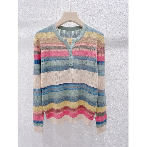 Pull Maille Femme A côtes Tricoter Bouton Bandes Bloc de couleur Col Ras du Cou mode Décontractées Extérieur du quotidien manche longue Automne Hiver Jaune Rose Claire S M L
Pull Maille Femme A côtes Tricoter Bouton Bandes Bloc de couleur Col Ras du Cou mode Décontractées Extérieur du quotidien manche longue Automne Hiver Jaune Rose Claire S M L