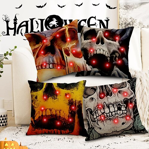 Halloween-Kissenbezug, doppelseitig, 4 Stück, weich, dekorativ, quadratisch, Kissenbezug für Schlafzimmer, Wohnzimmer, Sofa, Couch, Stuhl (mit LED-Lichterkette)
Halloween-Kissenbezug, doppelseitig, 4 Stück, weich, dekorativ, quadratisch, Kissenbezug für Schlafzimmer, Wohnzimmer, Sofa, Couch, Stuhl (mit LED-Lichterkette)