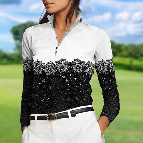 Femme T-shirt POLO Chemise de golf Respirable Séchage rapide Evacuation de l'humidité manche longue Vêtements de golf Top Standard Zippé Col Montant Floral Bloc de couleur Printemps Automne Tennis Le
Femme T-shirt POLO Chemise de golf Respirable Séchage rapide Evacuation de l'humidité manche longue Vêtements de golf Top Standard Zippé Col Montant Floral Bloc de couleur Printemps Automne Tennis Le