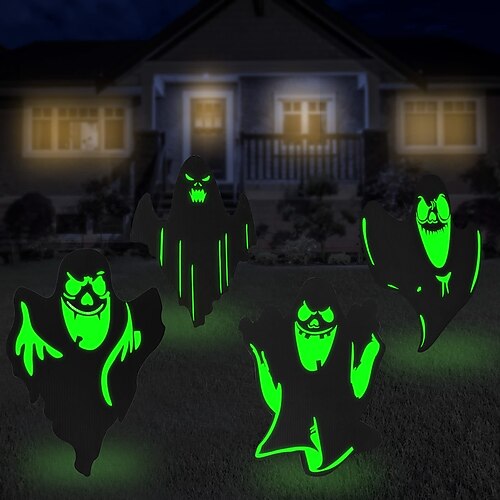 Lot de 4 panneaux de décoration d'Halloween silhouette fantôme pour pelouse/extérieur/intérieur/fête avec fluorescence étanche, décorations effrayantes de jardin d'Halloween pour adultes avec piquets.
Lot de 4 panneaux de décoration d'Halloween silhouette fantôme pour pelouse/extérieur/intérieur/fête avec fluorescence étanche, décorations effrayantes de jardin d'Halloween pour adultes avec piquets.