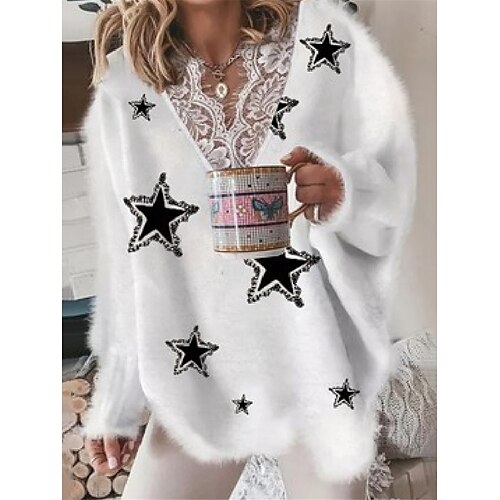 Damen Pullover Strickwaren Gerippt Stricken Patchwork Spitzenbesatz Stern V Ausschnitt Stilvoll Brautkleider schlicht Täglich Ausgehen Herbst Winter Weiß S
Damen Pullover Strickwaren Gerippt Stricken Patchwork Spitzenbesatz Stern V Ausschnitt Stilvoll Brautkleider schlicht Täglich Ausgehen Herbst Winter Weiß S