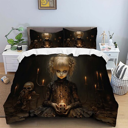 Halloween Happy Bedding Set Skull Head Pumpkin Head Bat Print Bedding Set Quilt Set Suitable For Boys And Adolescents Decoration Terror Theme Microfiber Set Witchcraft Bedding Set Bedding Set 3-Piece
Halloween Happy Bedding Set Skull Head Pumpkin Head Bat Print Bedding Set Quilt Set Suitable For Boys And Adolescents Decoration Terror Theme Microfiber Set Witchcraft Bedding Set Bedding Set 3-Piece