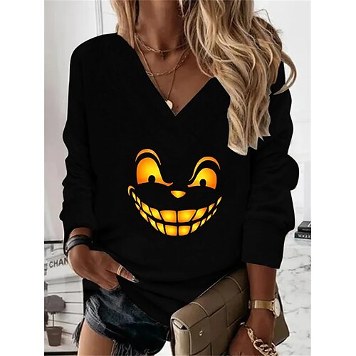 Femme Sweat Sweat-shirt Halloween basique Noir Gris Graphic Halloween Col V manche longue haut Micro-élastique
Femme Sweat Sweat-shirt Halloween basique Noir Gris Graphic Halloween Col V manche longue haut Micro-élastique