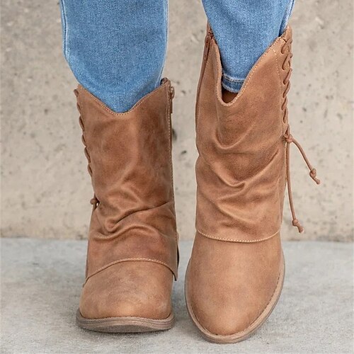Women's Boots Combat Boots Outdoor Daily Low Heel Round Toe Elegant Casual Minimalism PU Zipper Solid Color Brown
Women's Boots Combat Boots Outdoor Daily Low Heel Round Toe Elegant Casual Minimalism PU Zipper Solid Color Brown