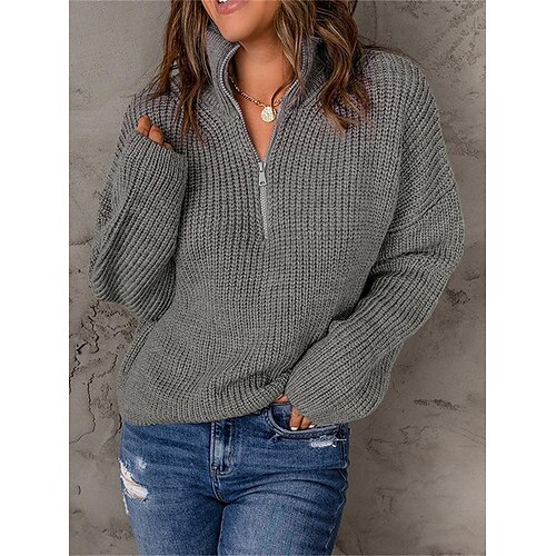 Women's Pullover Sweater Jumper Jumper Ribbed Knit Zipper Solid Color Turtleneck Stylish Casual Outdoor Daily Fall Winter Black Yellow S M L
Women's Pullover Sweater Jumper Jumper Ribbed Knit Zipper Solid Color Turtleneck Stylish Casual Outdoor Daily Fall Winter Black Yellow S M L