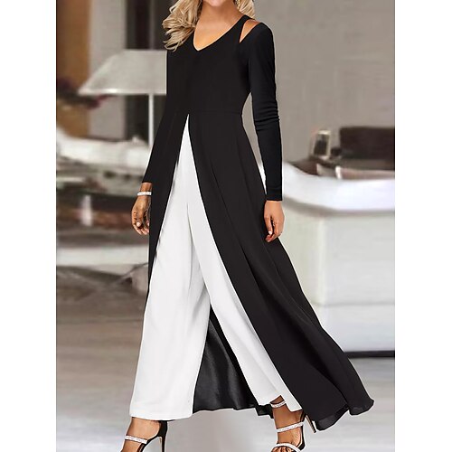 Mujer Mono Color sólido Escote en Pico Elegante Boda Fiesta Perneras anchas Ajuste regular Manga Larga Negro S M L Todas las Temporadas
Mujer Mono Color sólido Escote en Pico Elegante Boda Fiesta Perneras anchas Ajuste regular Manga Larga Negro S M L Todas las Temporadas