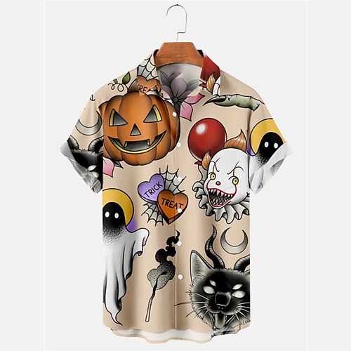 Men's Shirt Pumpkin Clown Turndown Apricot Wine Blue Gray Outdoor Halloween Short Sleeves Print Clothing Apparel Fashion Streetwear Designer Casual
Men's Shirt Pumpkin Clown Turndown Apricot Wine Blue Gray Outdoor Halloween Short Sleeves Print Clothing Apparel Fashion Streetwear Designer Casual