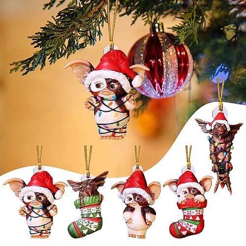 

гремлины штуковина сказочный свет шляпа Санты висит рождественская фигурка орнамент декор украшение рождественской елки