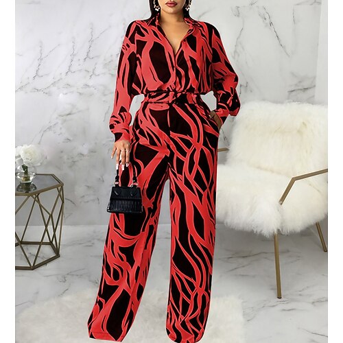 Damen Jumpsuit Bedruckt Hemdkragen Ordinär Brautkleider schlicht Strasse Täglich Gerade Lockere Passform Langarm Rote Orange S M L XL Frühling
Damen Jumpsuit Bedruckt Hemdkragen Ordinär Brautkleider schlicht Strasse Täglich Gerade Lockere Passform Langarm Rote Orange S M L XL Frühling