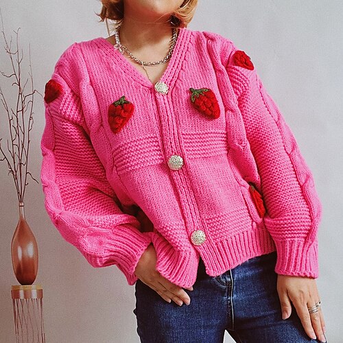 Damen Strickjacke Strickwaren Gedrehtes Stricken Taste Frucht V Ausschnitt Stilvoll Brautkleider schlicht Täglich Ausgehen Herbst Winter Schwarz Weiß Rosa S
Damen Strickjacke Strickwaren Gedrehtes Stricken Taste Frucht V Ausschnitt Stilvoll Brautkleider schlicht Täglich Ausgehen Herbst Winter Schwarz Weiß Rosa S