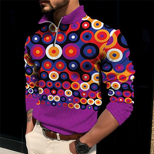 Kreis Vintage Herren 3D Bedruckt Golfpolo Outdoor Casual Strassenmode Langarm Zip Polo-Shirts Purpur Grün Herbst Winter S M L Mikro-elastisch Revers-Polo
Kreis Vintage Herren 3D Bedruckt Golfpolo Outdoor Casual Strassenmode Langarm Zip Polo-Shirts Purpur Grün Herbst Winter S M L Mikro-elastisch Revers-Polo