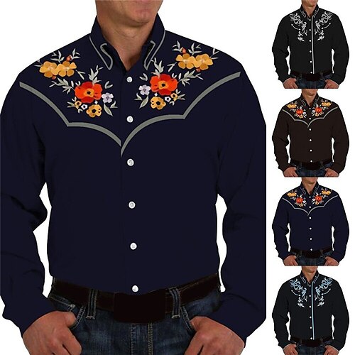 Homme Chemise Floral Imprimés Photos Col rabattu Rouge Bleu Gris Extérieur Plein Air manche longue Imprimer Vêtement Tenue Mode Vêtement de rue Design Décontractées
Homme Chemise Floral Imprimés Photos Col rabattu Rouge Bleu Gris Extérieur Plein Air manche longue Imprimer Vêtement Tenue Mode Vêtement de rue Design Décontractées