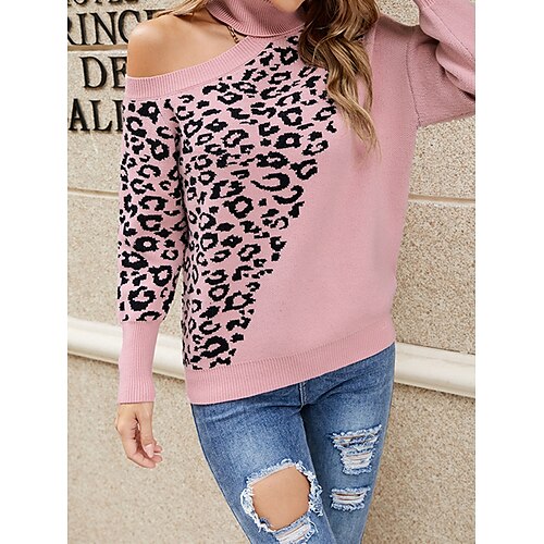 Mulheres Pulôver suéter Saltador Estriado Tricotar Ombro frio Leopardo Gola Alta à moda Casual Ao ar livre Casa Outono Inverno Preto Rosa S M L
Mulheres Pulôver suéter Saltador Estriado Tricotar Ombro frio Leopardo Gola Alta à moda Casual Ao ar livre Casa Outono Inverno Preto Rosa S M L