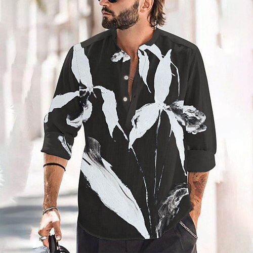 Men's Shirt Linen Shirt Floral Stand Collar Black Khaki Outdoor Street Long Sleeve Print Clothing Apparel Linen Fashion Streetwear Designer Casual
Men's Shirt Linen Shirt Floral Stand Collar Black Khaki Outdoor Street Long Sleeve Print Clothing Apparel Linen Fashion Streetwear Designer Casual